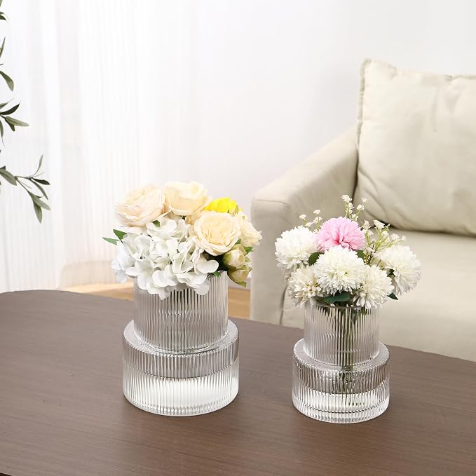 Ribbed Glass Vases for Bouquet, Modern Glass Vase for Living Room, Coffe Table - Image 5