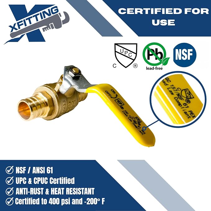 1 Pack XFITTING 3/4 inch Pex Ball Valve, Full Port - Image 3