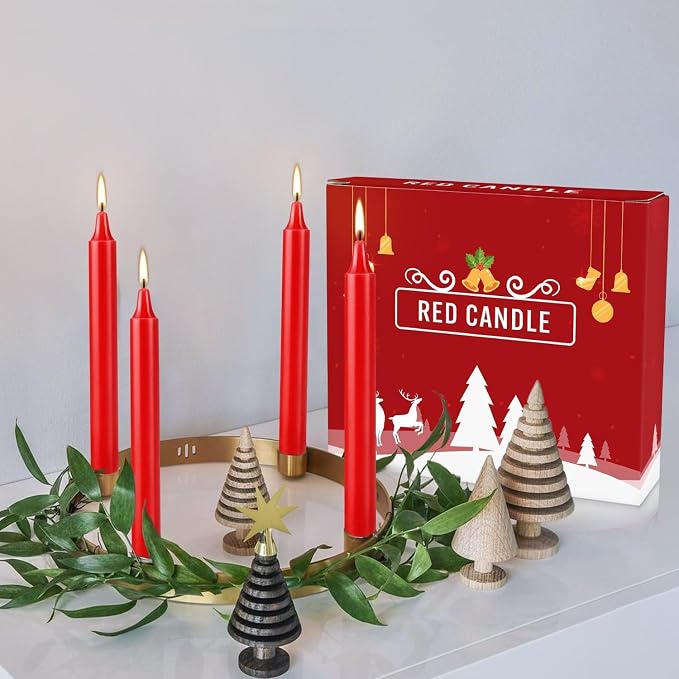 Howemon Red Candles Set of 40, Unscented Mini Taper Candle - Image 6