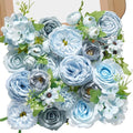 Serwalin Artificial Flowers, Light Blue Silk Fake Flowers by Serwalin