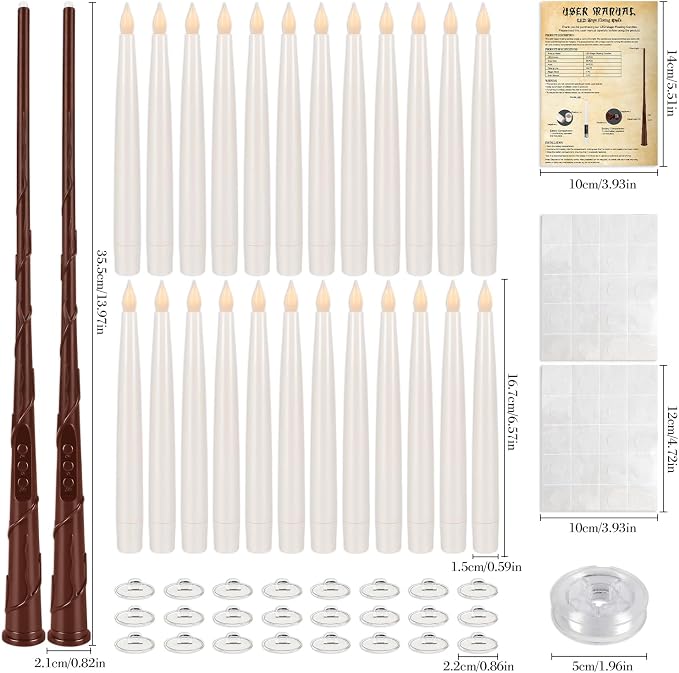 24 Pcs Halloween LED Magic Hanging Floating Candles, Taper Flickering Flameless - Image 3