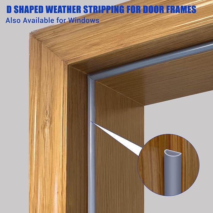 Weather Stripping Door Seal, Self Adhesive Silicone D Shaped Weather Strip - Image 3