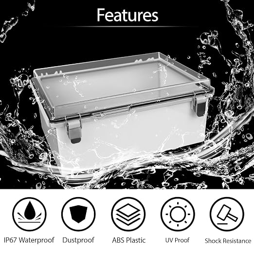 Electrical Box, IP67 Waterproof Hinged Clear Cover Stainless Steel Latch - Image 3