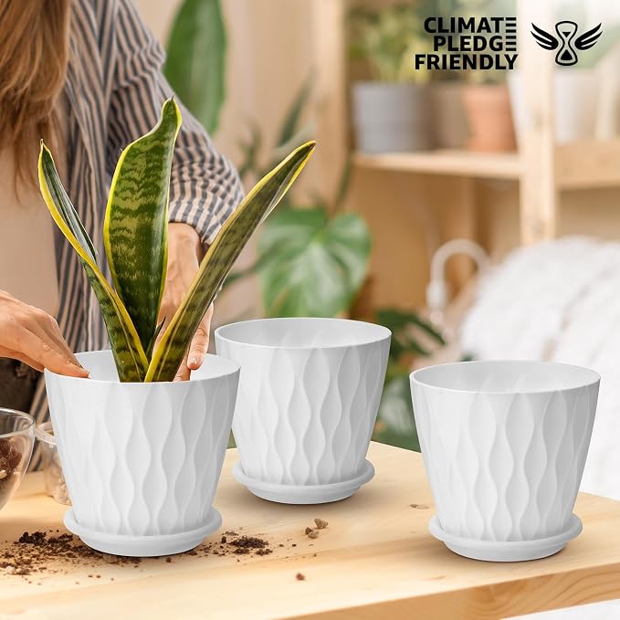 YNNICO 6 inch Plant Pots, 5 Pack Flower Pots Outdoor Indoor, Planters - Image 6