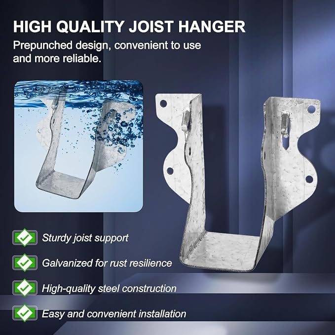 Joist Hangers 2x4 for Wood 20 Gauge Galvanized Face Mount Joist Hanger Bracket - Image 2