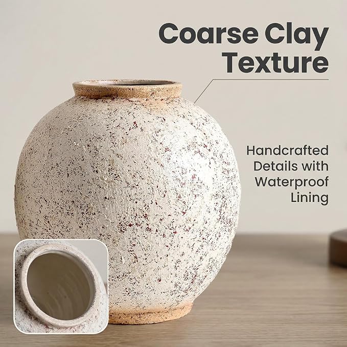 Large Ceramic Vase, 10.8" H, Round & Tall, Indoor Table Living Room Decor - Image 2