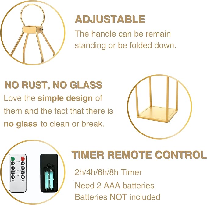 Perfnique Modern Farmhouse Lantern Decor, 2 LED 6hr Timer Flameless Candles ＆ - Image 4