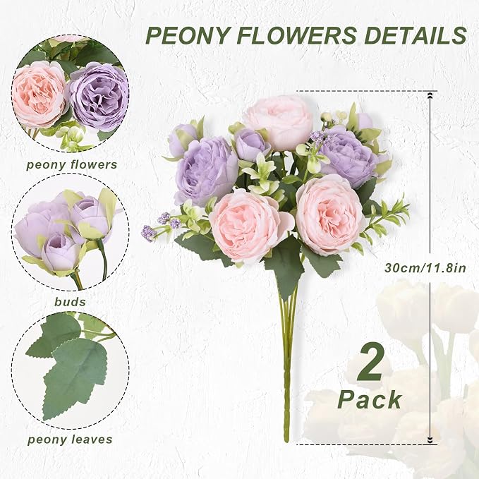 2 Packs Peonies Artificial Flowers - Image 4