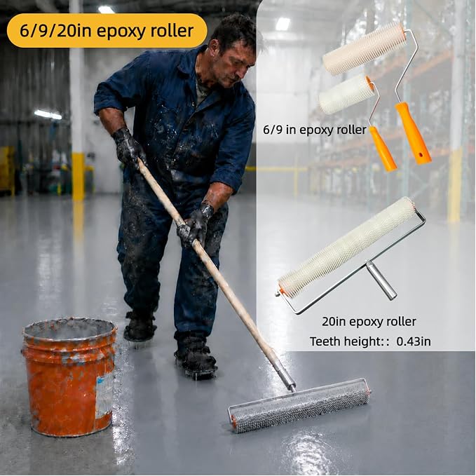 Self Leveling Cement Epoxy Flooring Tool Kit Includes 20/9/ 6in Spiked Roller - Image 5
