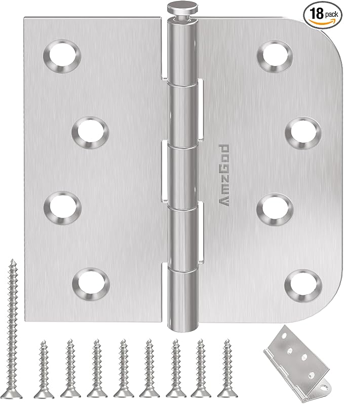 Brushed Nickel Door Hinges 4 Inch 18 Pack by AmzGod