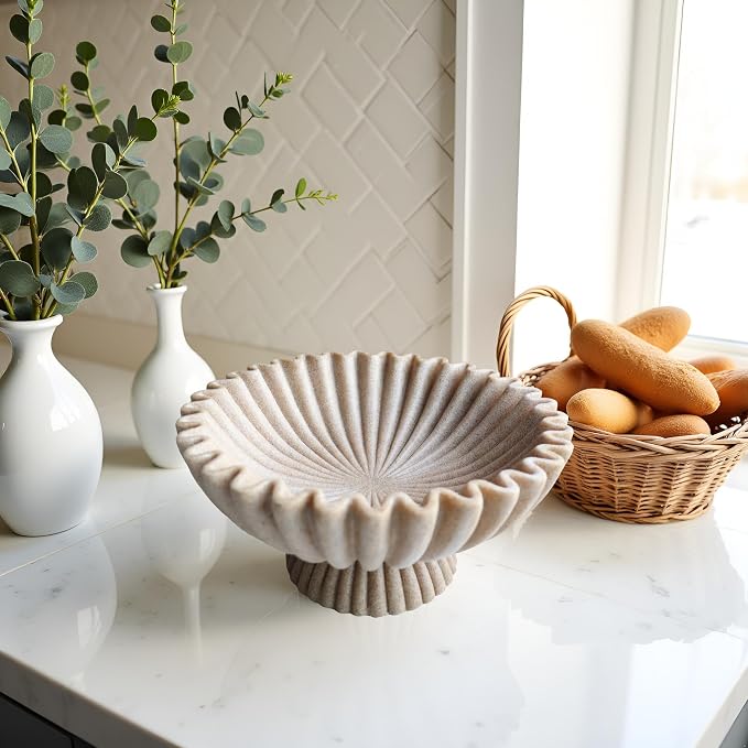 10" Large Decorative Bowl decor, Scalloped Bowls - Image 2