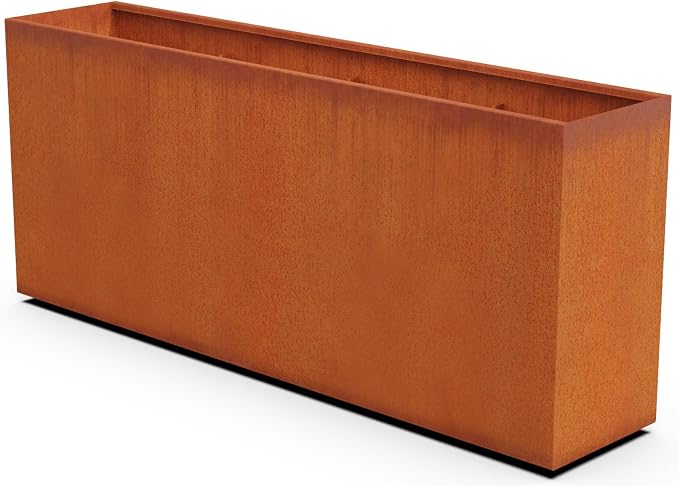 Large Rectangular Planters for Outdoor Plants | 84x18x36 Extra Large Corten by Plantercraft