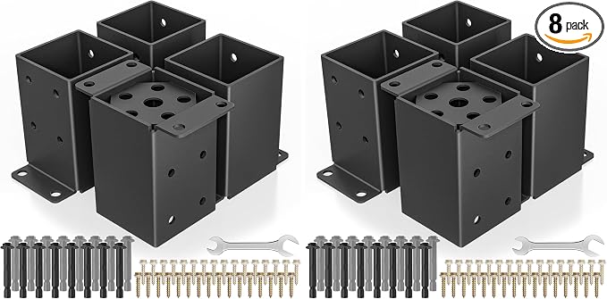 4 PCS Metal 4x4 Post Base, Inner Size 3.5"x3.5" Post Bracket by PGGP