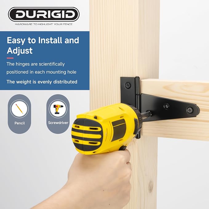 6 Pack 4 Inch T Hinge, Hinges for Wood, Gate Hinge, Gate Hardware, Fence Hinges - Image 5