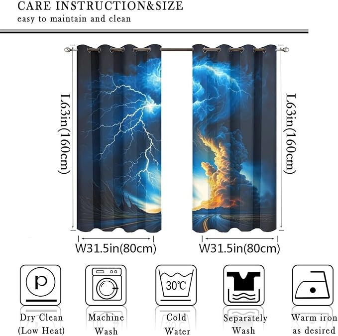 Horror Tornado Clouds Blackout Curtains - Image 2