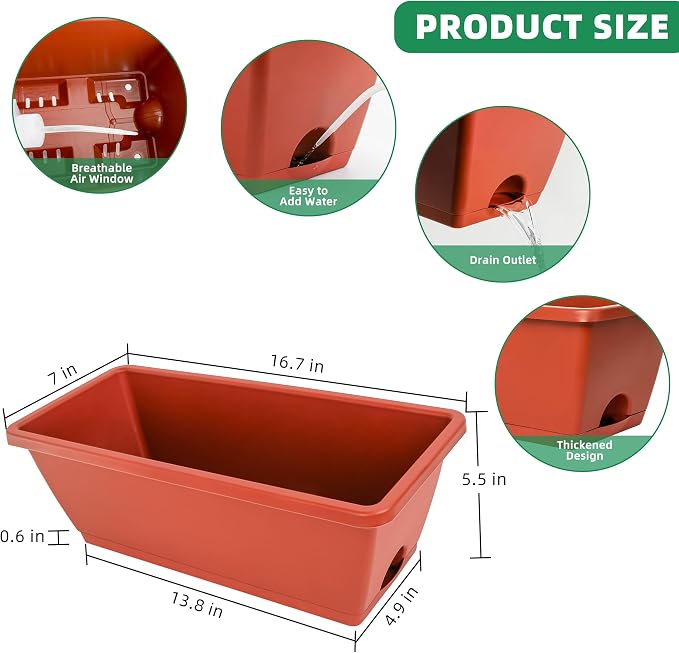LOCONHA 12 Pack Window Box Planter, Plastic Vegetable Flower Planters Boxes | - Image 4