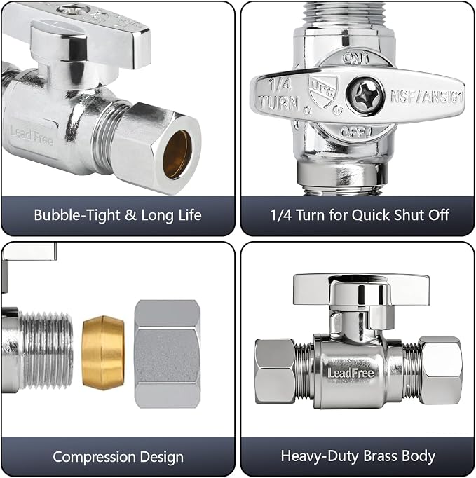 WiseWater 3/8" Compression x 3/8" Compression Straight Stop Valve | Heavy Duty - Image 3