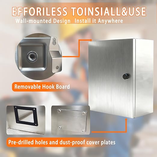 NBCYUNER Electrical Enclosure 16x12x8 Inch 304 Stainless Steel Enclosure IP66 - Image 4