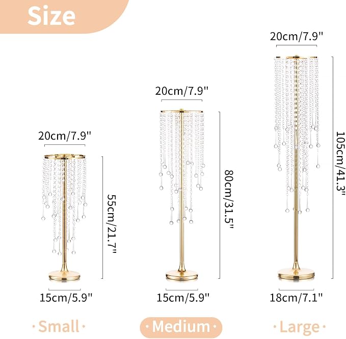 NUPTIO Tall Gold Centerpiece for Table, for Flowers Arrangement, Anniversary - Image 3