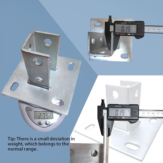 2 Pcs Heavy Duty Strut Post Base, 4-Hole 6" Square, Side Orientation, Suitable - Image 3
