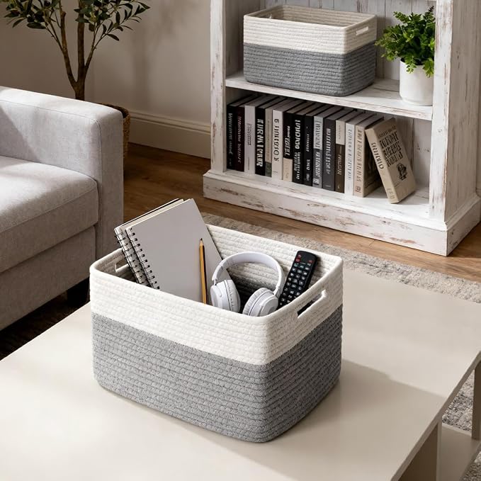 5 Pack Woven Storage Baskets, Decorative Storage Bins - Image 7
