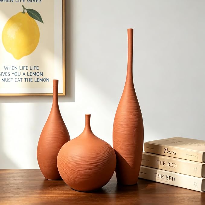 Ceramic Vases Set of 3, Modern Boho Vases - Image 4