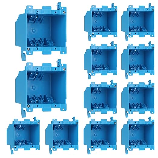 Old Work Electrical Outlet Box 2 Gang 25 Cubic Inches 12 Pack Blue | by Unknown