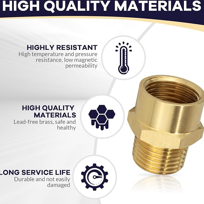 2Pieces Brass Plumbing Connector 1/2Inch G Thread to Male Thread Conversion - Image 5