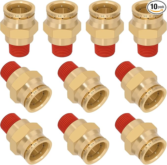 DOT Approved Male Straight Brass Union 3/4" Tube x 3/8" NPT, Quick Connect Union by BOERAY