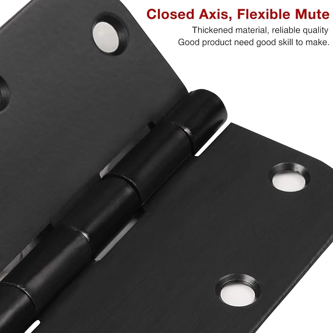 6 Pack Matte Black Interior Door Hinges 3.5" Rounded 5/8" Radius Corners | - Image 5