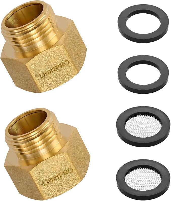 2PCs Brass 3/4" GHT Male to 1" NPT Female Hose Adapter | Lead-free heavy duty by Unknown