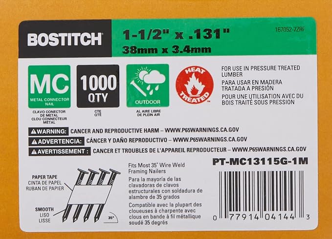 BOSTITCH Framing Nails, Paper Tape Collated, Galvanized Metal Connector - Image 5