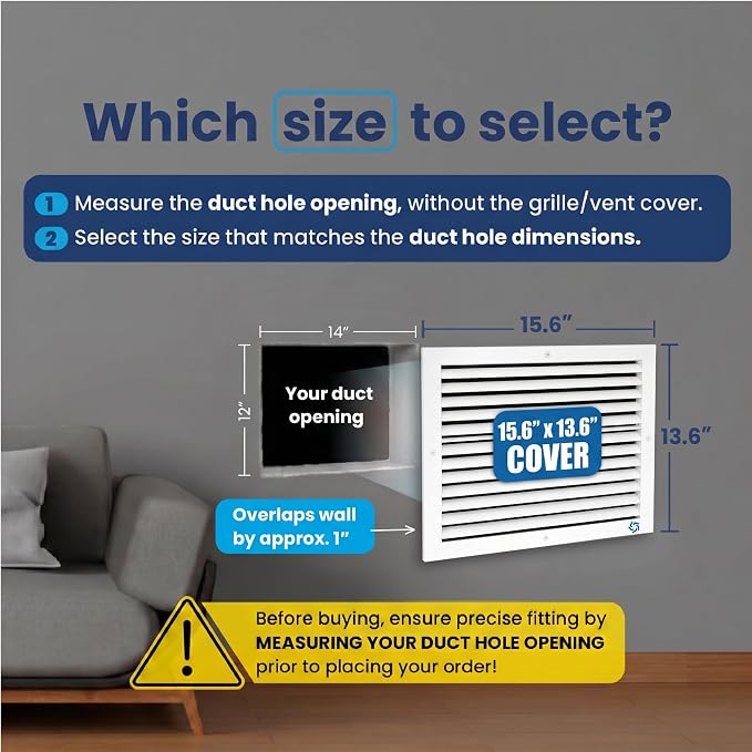14x12 Aluminum Wall Ceiling Air Return Vent Cover HVAC Rustproof Grille - Image 2