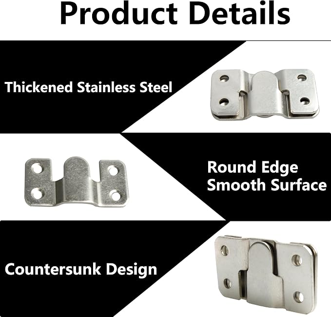 16PCS Flush Mount Bracket, 54x30mm Interlocking Furniture Connector, Stainless - Image 4