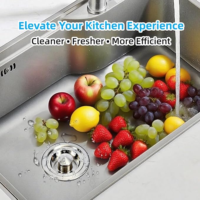 Kitchen Sink Drain Assembly, Stainless Steel Removable Deep Sink Strainer Basket - Image 5