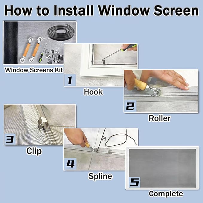 King&Charles Window Screen Replacement, 6in1 Window Screen Door Repair Kit | - Image 3