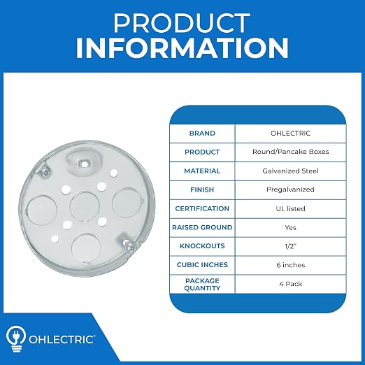 4” Round Steel Pancake Electrical Box| 1/2" Deep Box - Image 2