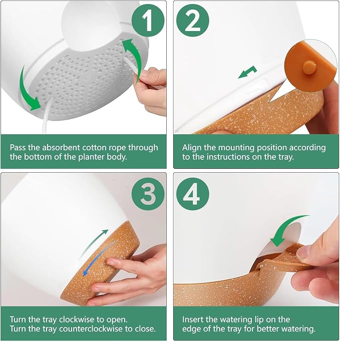Self Watering Planter Pots for Plants, Drainage holes and saucers, - Image 7