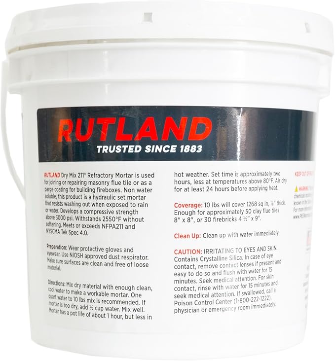 Rutland Dry Mix 211 Refractory Mortar 10 Pound - Image 2