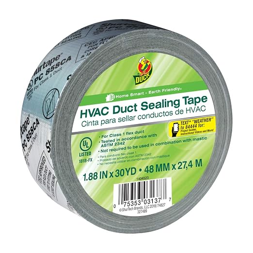Duck Brand HVAC Duct Sealing Tape, 1.88 Inches x 30 Yards, 1 Roll by DuckBrand