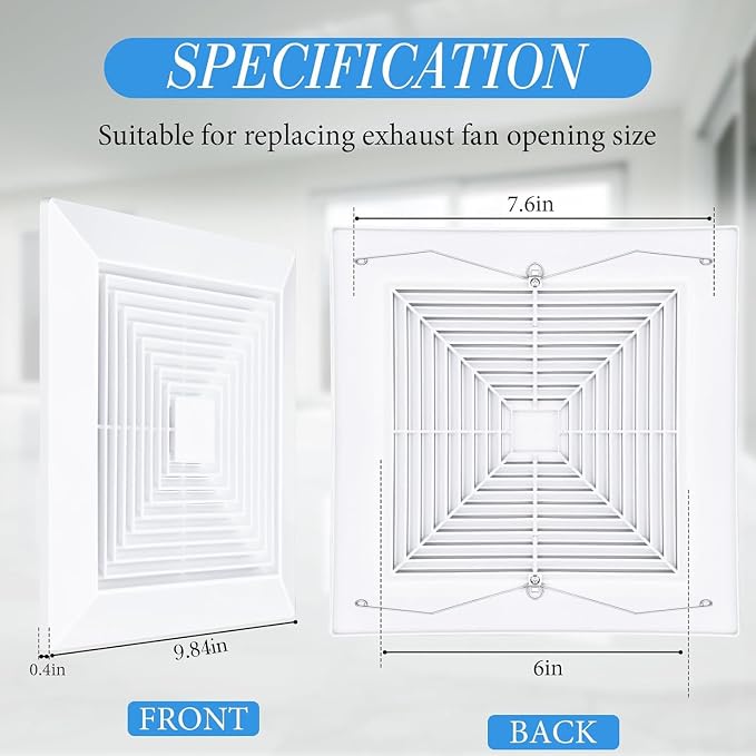 Baquler 1 Pcs 9.84 x 9.84'' Exhaust Bathroom Fan Cover - Image 2