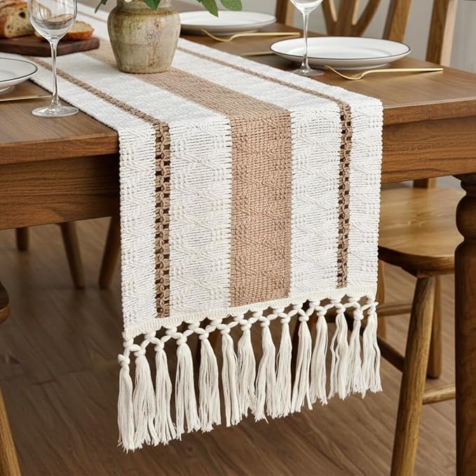 Boho Table Runner with Tassels 12x60 Inch - Image 7
