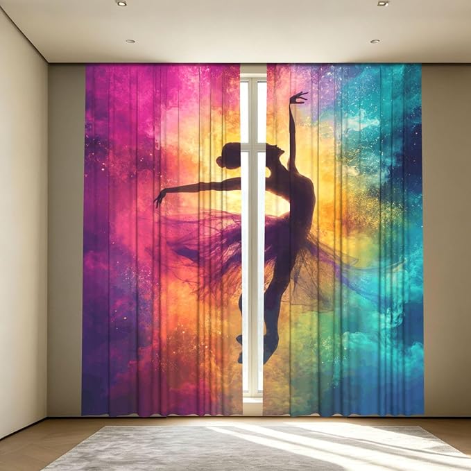 Colorful Ballerina Nebula Window Curtains 2 Panels Set, 52 X 84 Inch Polyester by Unknown