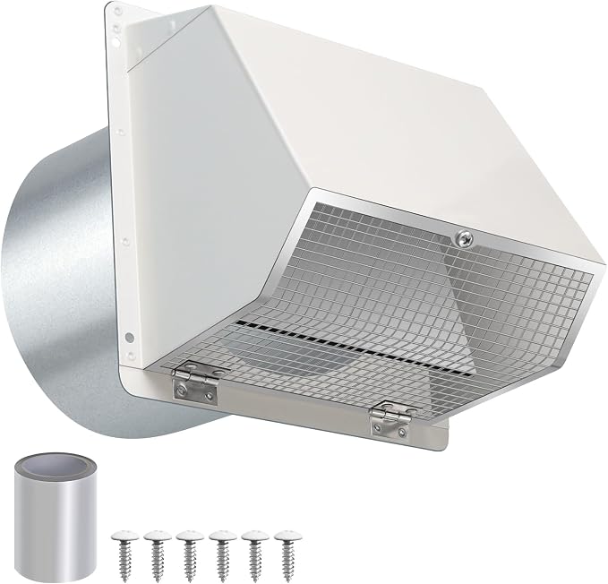 12 Inch Hooded Wall Vent with Screen and Damper, Outdoor Wall Exhaust Vent by JYINCPED