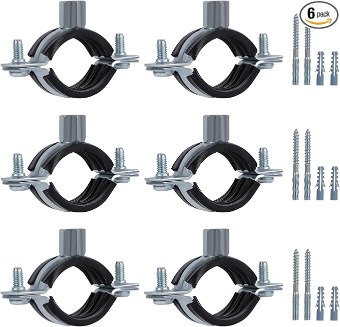 6 PCS Split Ring Pipe Hanger, Heavy Duty Adjustable Pipe Bracket Clamp by JDHGSHL