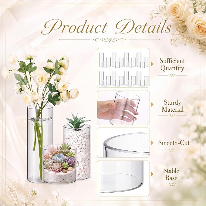 Nuogo Plastic Cylinder Vases Tall Plastic Flower Vases - Image 4