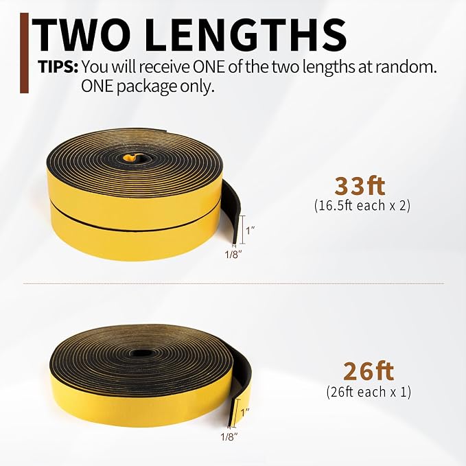 Yotache Weather Stripping 1" W X 1/8" T, 26 Ft Length | New Adhesive Craft - Image 4