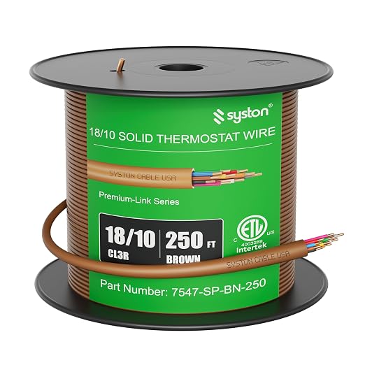 Syston 18/10 Thermostat Doorbell HVAC Heating Control Cable Wire, 100% Solid by SystonCableTechnology