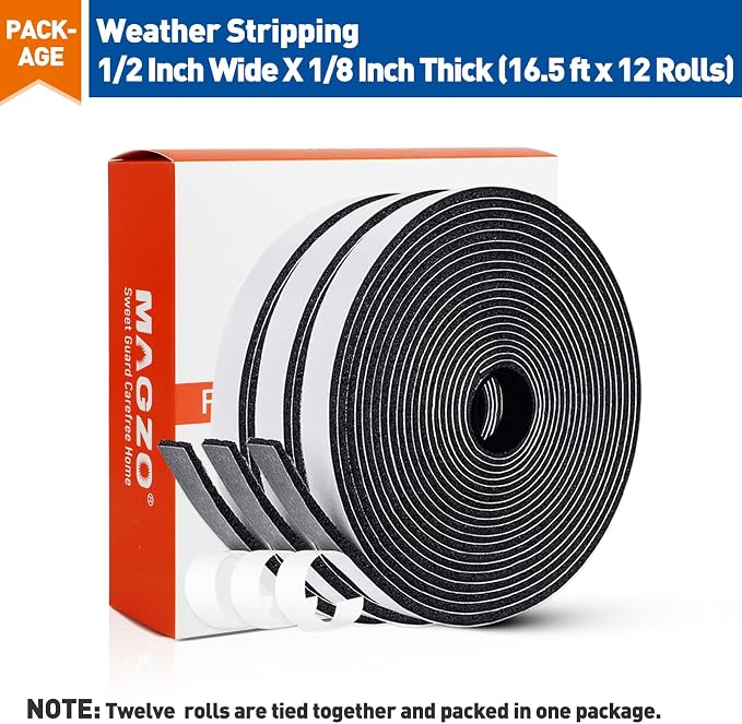 MAGZO Door Weather Stripping, 1/2 Inch W X 1/8 Inch T X 198 Ft Total - Image 7
