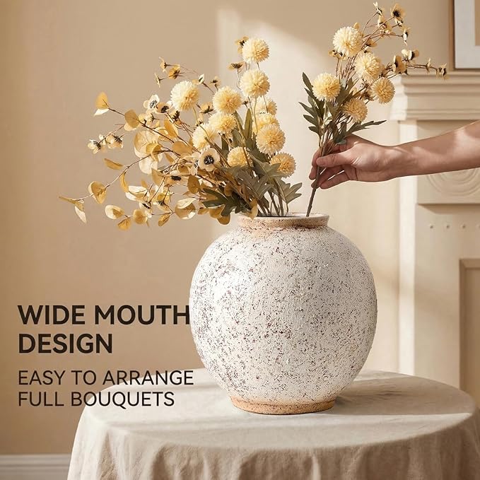 Large Ceramic Vase, 10.8" H, Round & Tall, Indoor Table Living Room Decor - Image 4